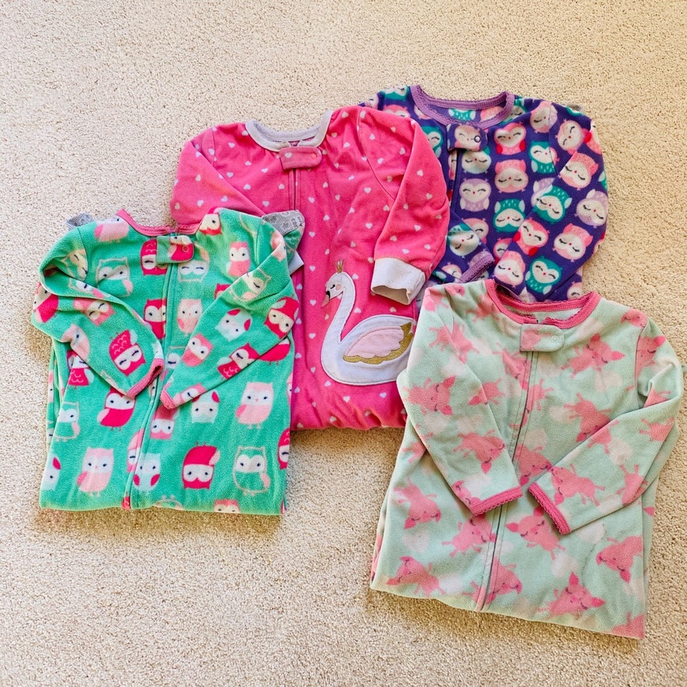 Set of four footie pajamas size 18 months